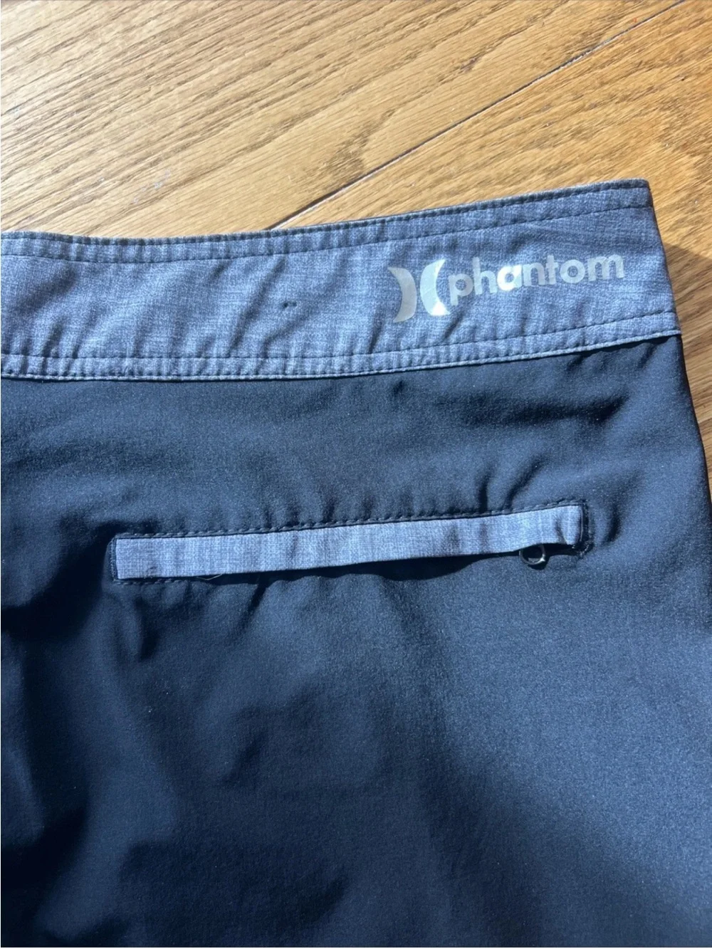 Hurley Phantom Black/Gray Board Shorts with White Logo Waistband Size 34